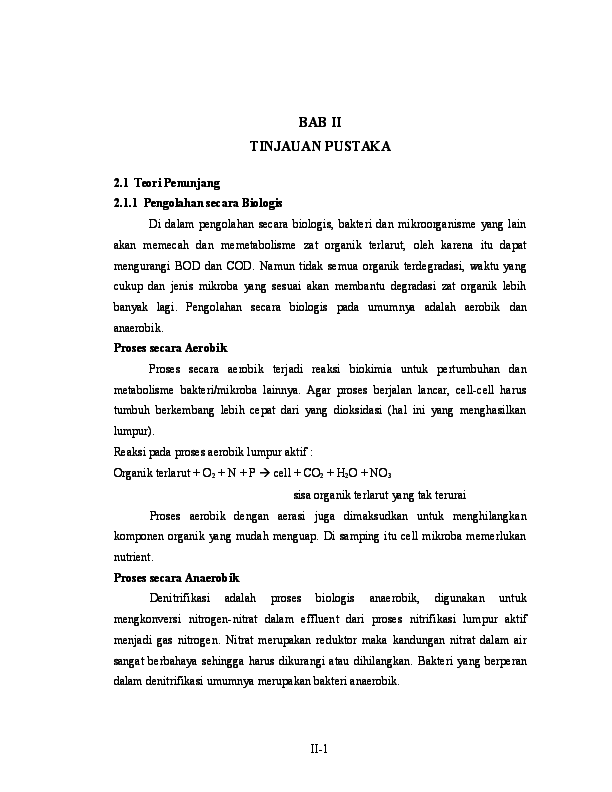 First page of “BAB II TINJAUAN PUSTAKA 2.1 Teori Penunjang 2.1.1 Pengolahan secara Biologis”