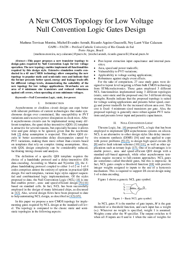 First page of “A New CMOS Topology for Low-Voltage Null Convention Logic Gates Design”