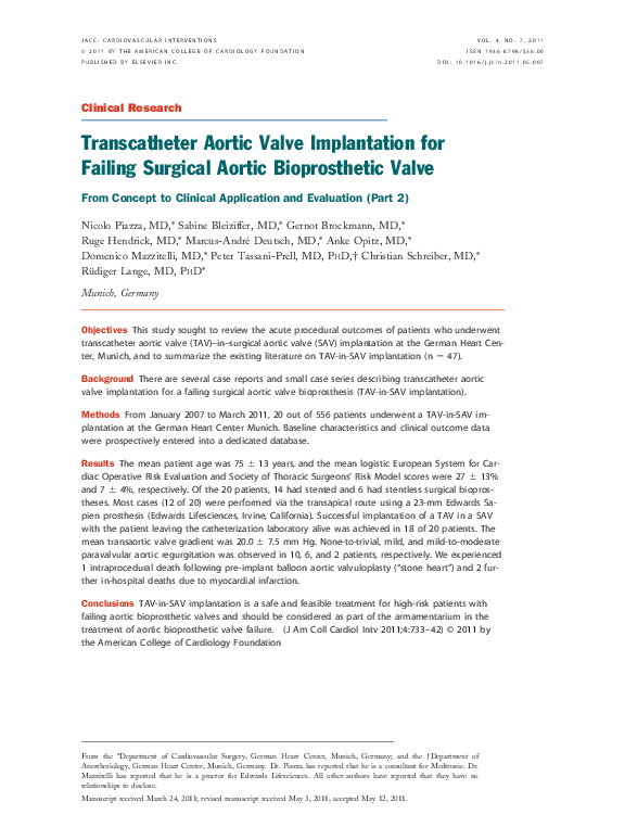 First page of “Transcatheter Aortic Valve Implantation for a Failed Bio-Bentall in Patients with Marfan Syndrome”