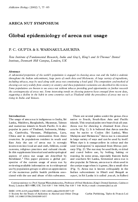First page of “Global epidemiology of areca nut usage”