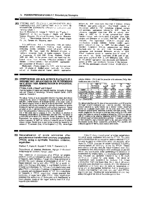 First page of “Streptokinase and rt-PA activate platelets by a different way: implications on the rethrombosis rate after their administration in myocardial infarction”