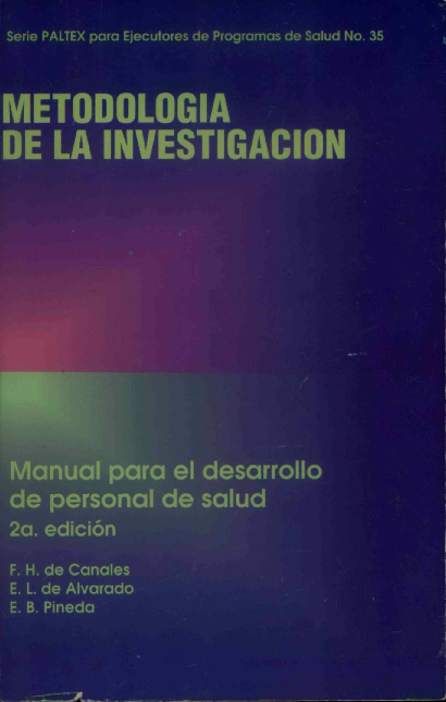 First page of “METODOLOGIA DE LA INVESTIGACIÓN Manual para el desarrollo de personal de salud 2a. edición”