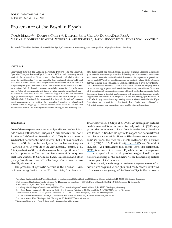 First page of “Provenance of the Bosnian Flysch”