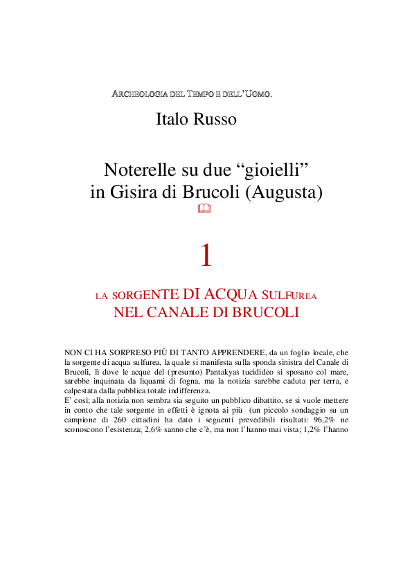 First page of “Noterelle su due "gioielli" in Gisira di Brucoli (Augusta)”