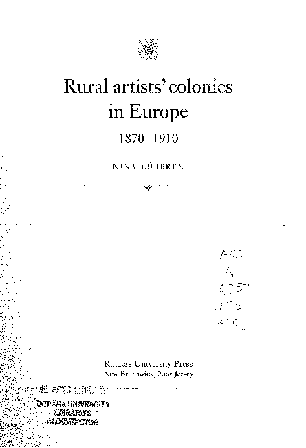 First page of “Rural Artists' Colonies in Europe, 1870-1910”