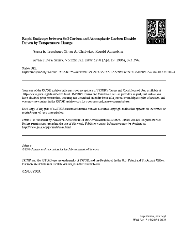 First page of “Rapid exchange between soil carbon and atmospheric carbon dioxide driven by temperature change”