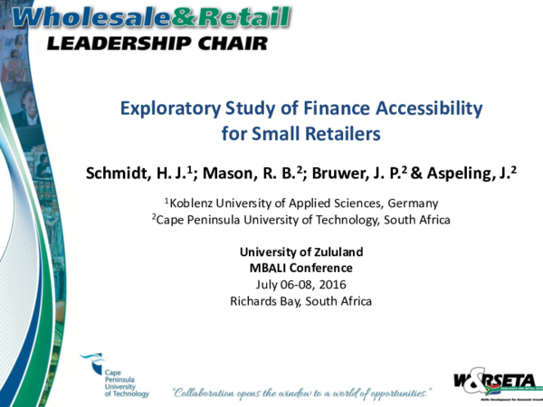 First page of “Exploratory Study of Finance Accessibility for Small Retailers: The Financial Institutions’ View”