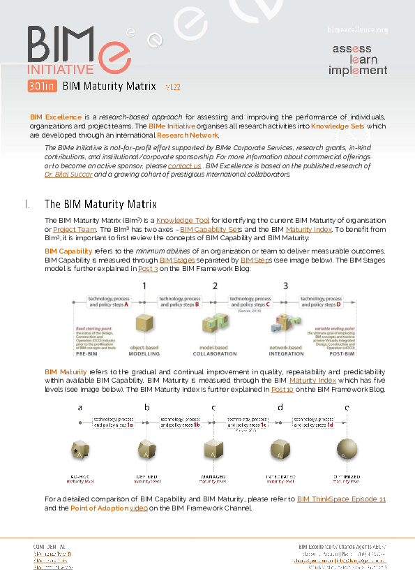 First page of “301in BIM Maturity Matrix”