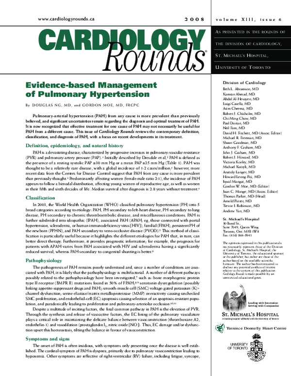 First page of “Evidence-based Management of Pulmonary Hypertension”