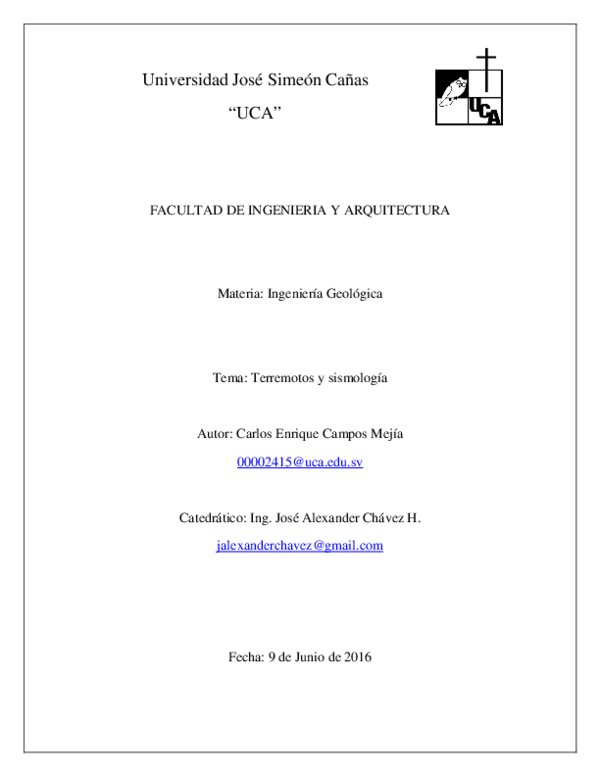 First page of “Terremotos y Sismologia Carlos Campos”