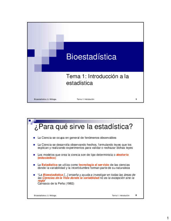 First page of “Bioestadistica”