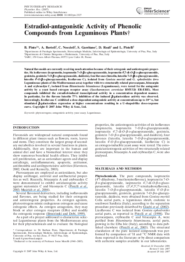 First page of “Estradiol-antagonistic activity of phenolic compounds from leguminous plants”