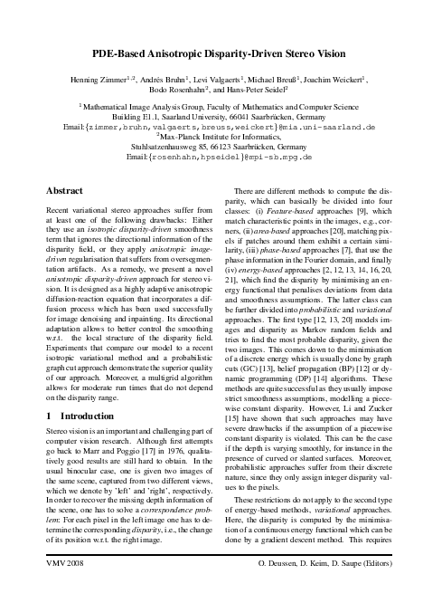 First page of “PDE-Based Anisotropic Disparity-Driven Stereo Vision”