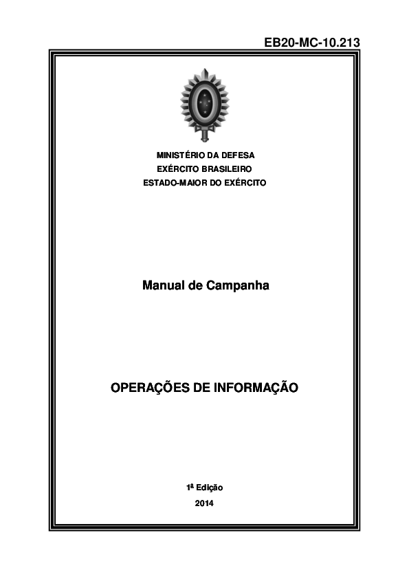 First page of “MINISTÉRIO DA DEFESA EXÉRCITO BRASILEIRO ESTADO-MAIOR DO EXÉRCITO”