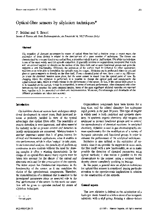 First page of “Optical-fibre sensors by silylation techniques”