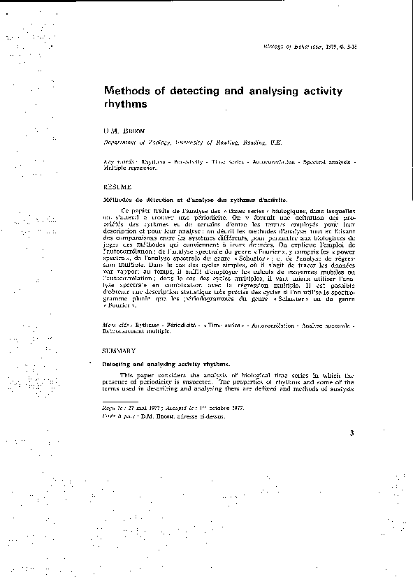 First page of “Methods of detecting and analysing activity rhythms.”