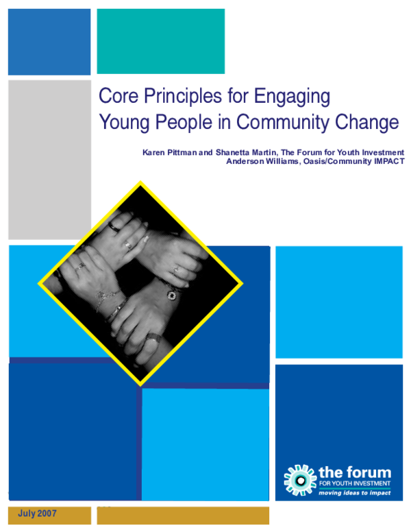 First page of “Core Principles for Engaging Young People in Community Change”