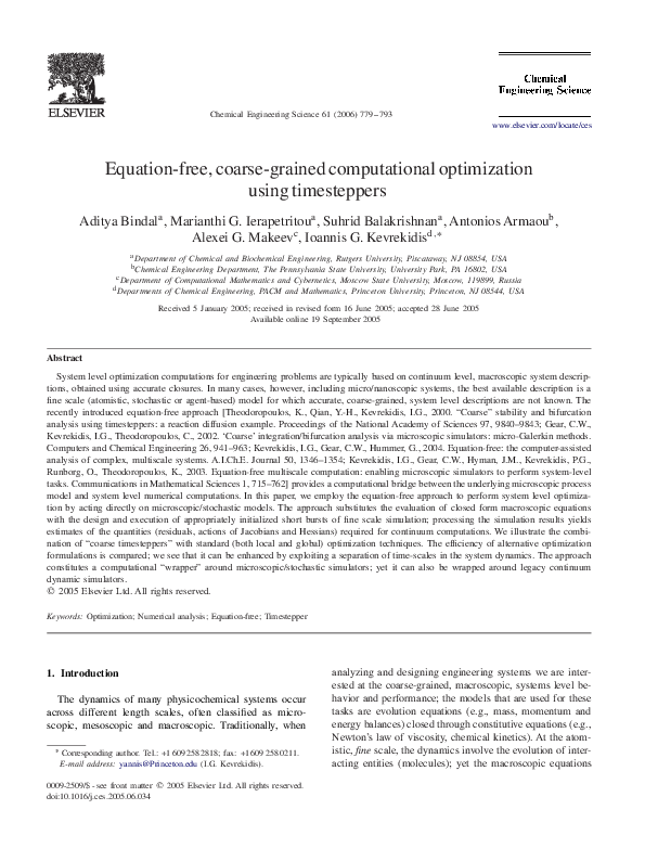 First page of “Equation-free, coarse-grained computational optimization using timesteppers”