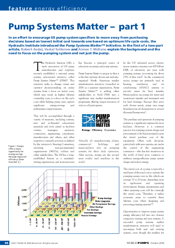 First page of “Pump Systems Matter — part 1”