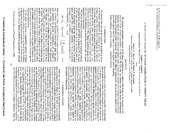 First page of “A quantitative measure of phase correlations in density fields”