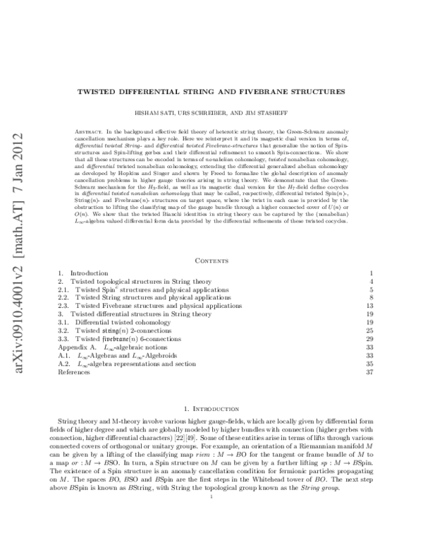 First page of “Twisted Differential String and Fivebrane Structures”