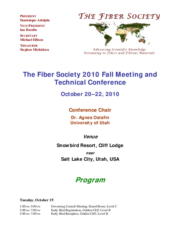 First page of “The Fiber Society 2010 Fall Meeting and Technical Conference”