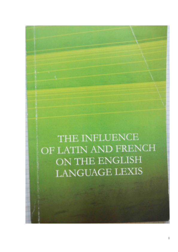 First page of “Influence of Latin and French on the English language lexis”