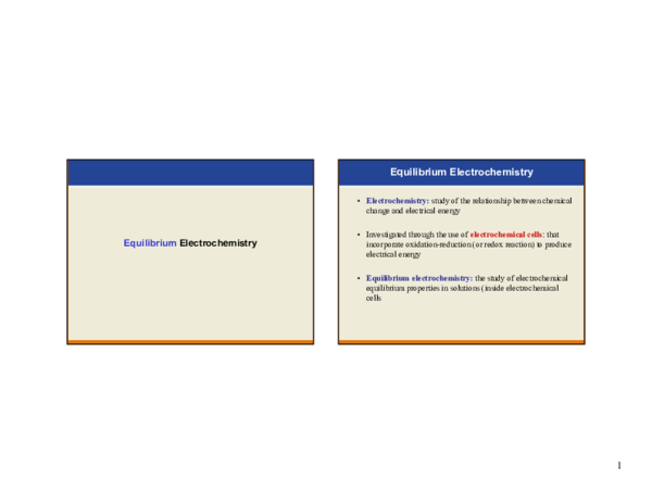 First page of “Equilibrium Electrochemistry”