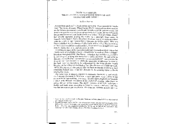 First page of ““Death as a Fiddler: The Study of a Convention in European Art, Literature and Music,” in: Basler Jahrbuch für Historische Musikpraxis 14 (1990): 271-322.”