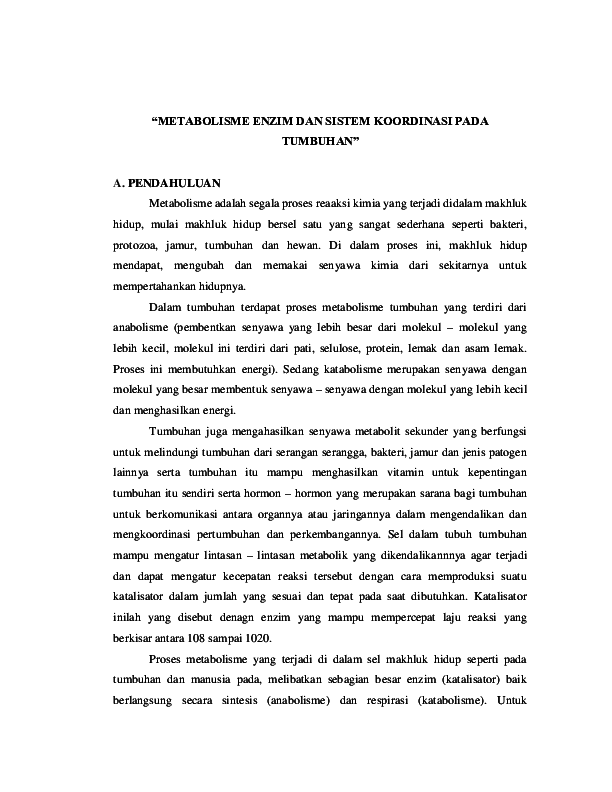 First page of “" METABOLISME ENZIM DAN SISTEM KOORDINASI PADA”