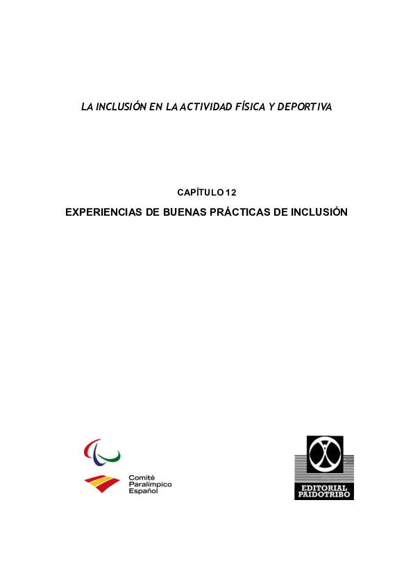 First page of “EXPERIENCIAS DE BUENAS PRÁCTICAS DE INCLUSIÓN”