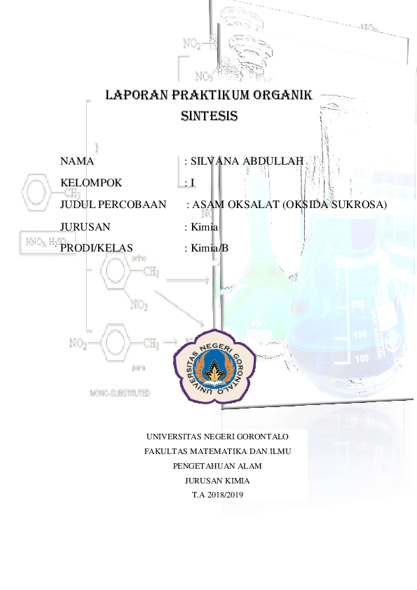 First page of “LAPORAN PRAKTIKUM KIMIA ORGANIK sintesis asam oksalat”