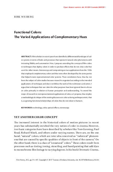 First page of “Functional Colors: The Varied Applications of Complementary Hues”