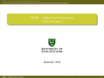 First page of “Chapter 5: Optimum Receiver for Binary Data Transmission EE456 -Digital Communications”