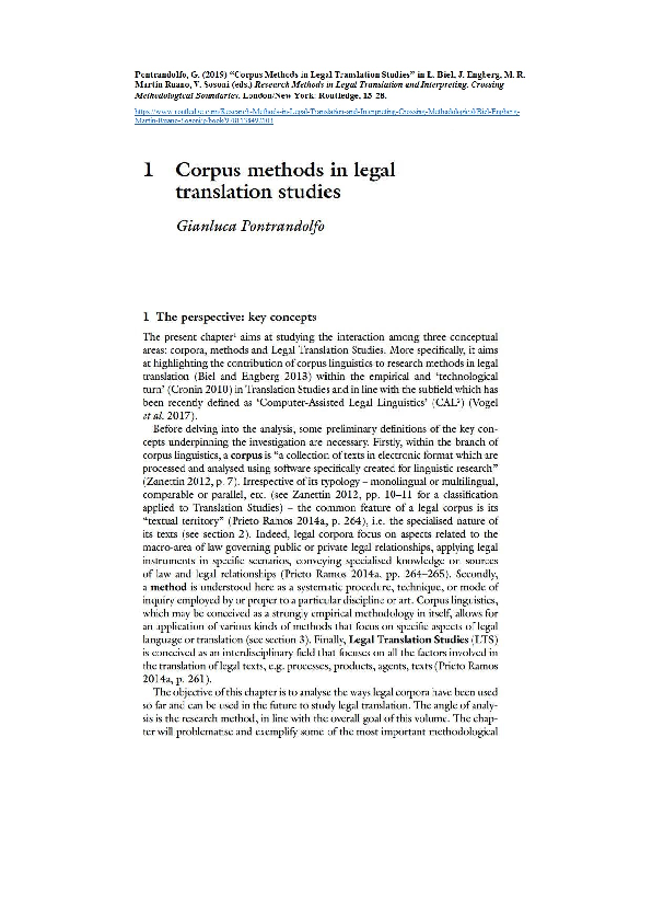 First page of “Corpus Methods in Legal Translation Studies”