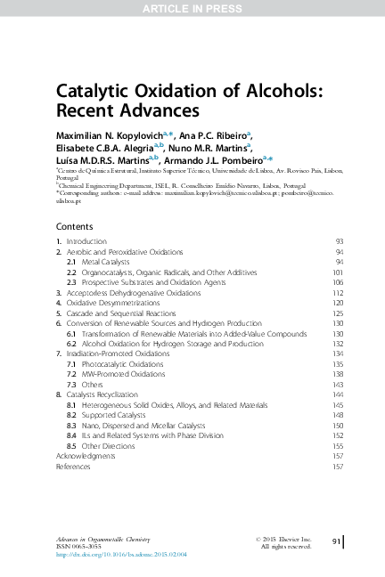 First page of “Catalytic Oxidation of Alcohols: Recent Advances”