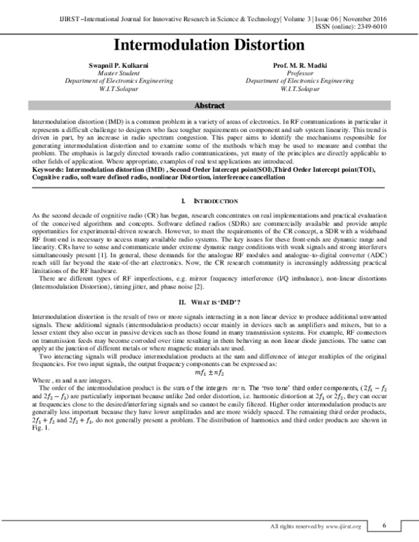 First page of “Intermodulation Distortion”