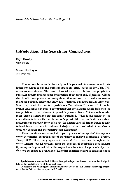 First page of “Introduction: The search for connections”