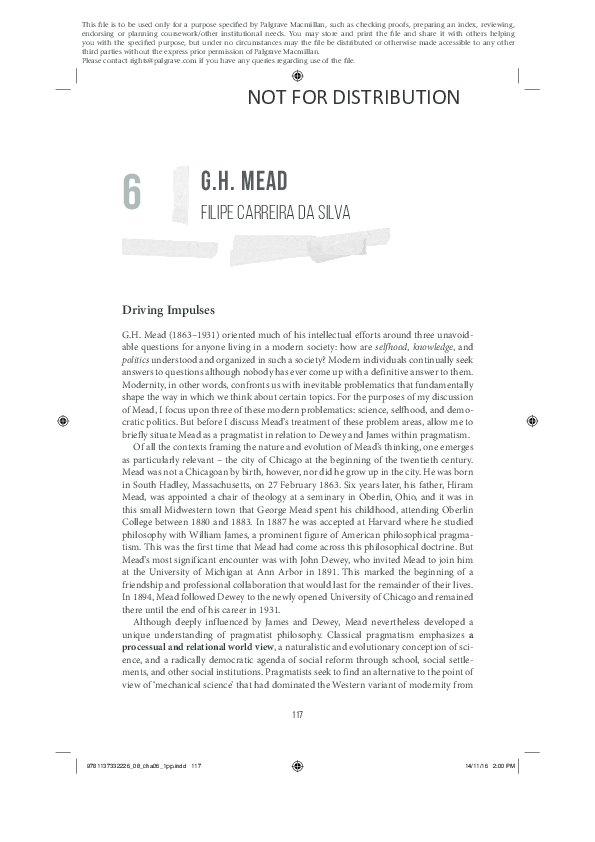 First page of “G.H. Mead in "Key Sociological Thinkers" (2nd edition)”