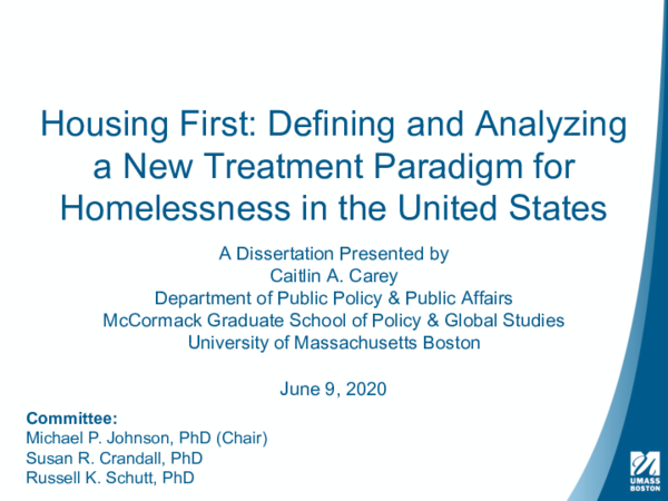 First page of “Housing First: Defining and Analyzing a New Treatment Paradigm for Homelessness in the United States Introduction: Background Information”