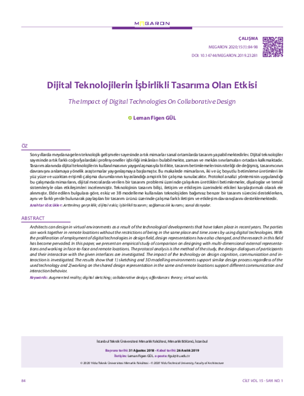 First page of “Dijital Teknolojilerin İşbirlikli Tasarıma Olan Etkisi”