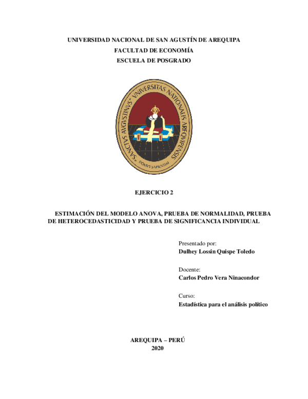 First page of “ESTIMACIÓN Y VALIDACIÓN DEL MODELO ANOVA”