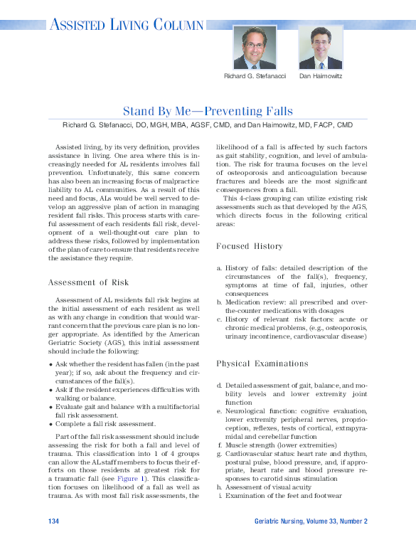 First page of “Stand By Me—Preventing Falls”