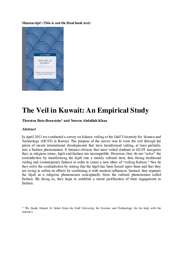 First page of “The Veil in Kuwait: An Empirical Study”