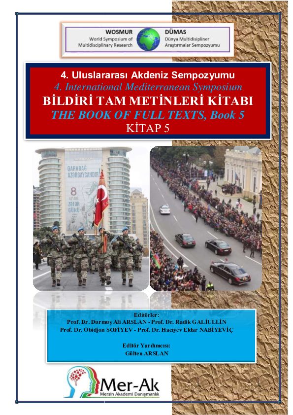 First page of “4. Uluslararası Akdeniz Sempozyumu BİLDİRİ TAM METİNLERİ KİTABI - KİTAP 5”