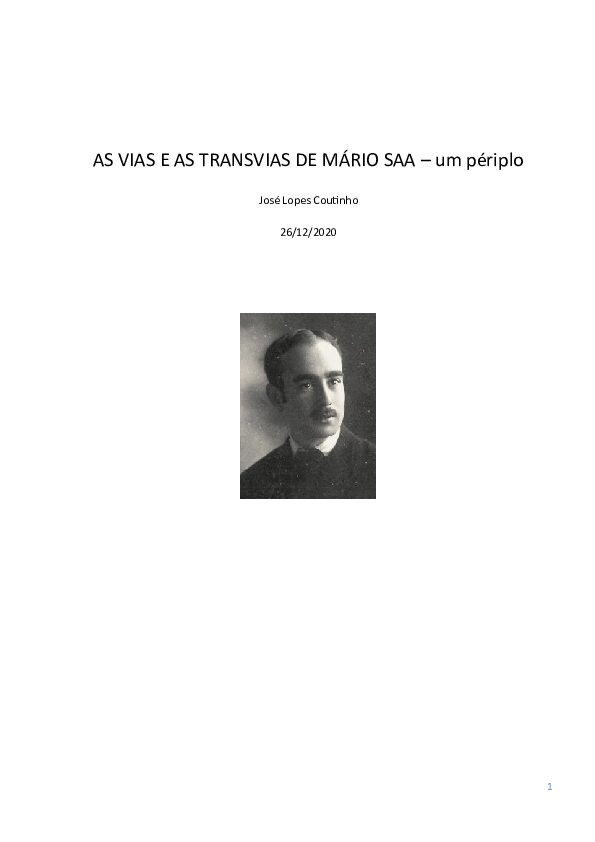 First page of “AS VIAS E AS TRANSVIAS DE MÁRIO SAA -um périplo”