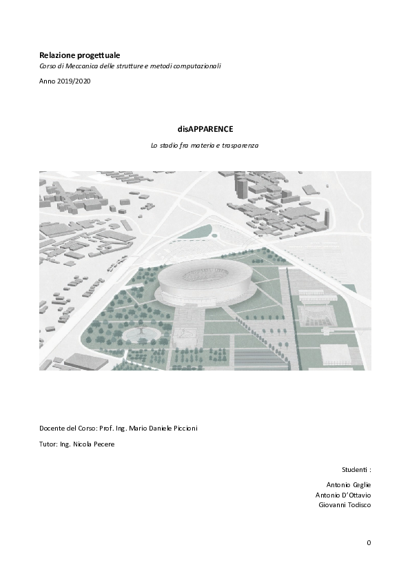 First page of “Progettazione strutturale di una copertura spaziale da stadio”