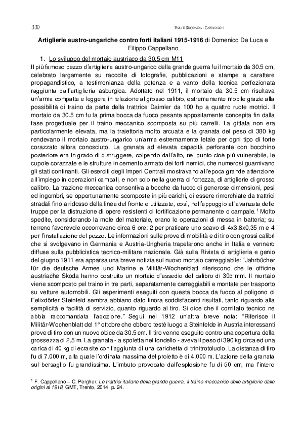 First page of “Artiglierie austro-ungariche contro forti italiani 1915-1916”