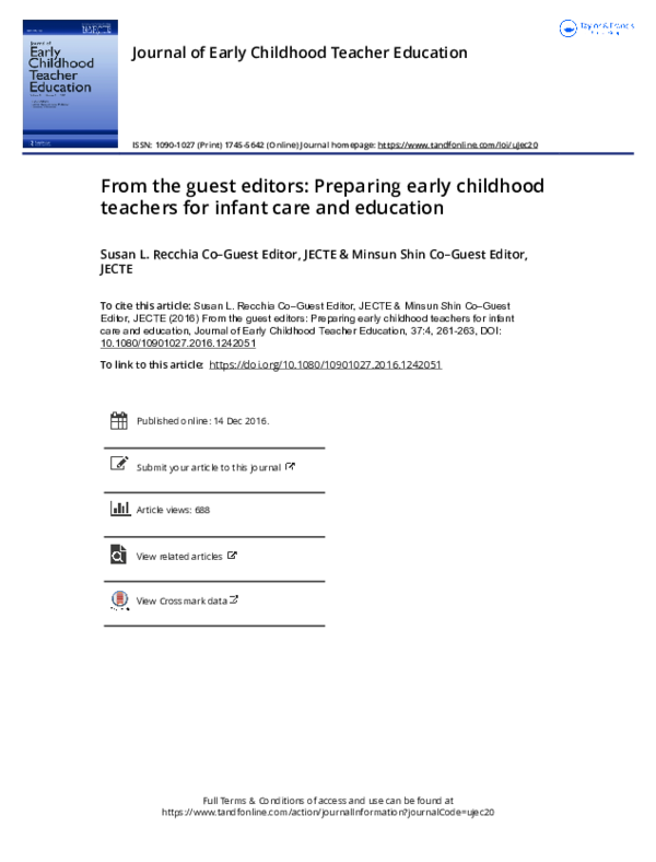 First page of “From the guest editors: Preparing early childhood teachers for infant care and education”