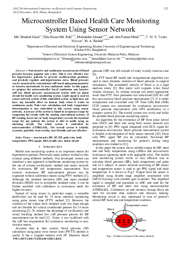 First page of “Microcontroller based health care monitoring system using sensor network”